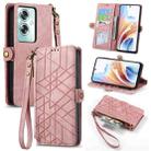 For OPPO A79 5G/ A2 5G Geometric Zipper Wallet Side Buckle Leather Phone Case(Pink) - 1