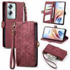 For OPPO A79 5G/ A2 5G Geometric Zipper Wallet Side Buckle Leather Phone Case(Red) - 1