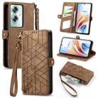 For OPPO A79 5G/ A2 5G Geometric Zipper Wallet Side Buckle Leather Phone Case(Brown) - 1