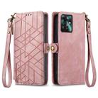 For OPPO Reno11 F 5G Geometric Zipper Wallet Side Buckle Leather Phone Case(Pink) - 1