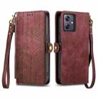 For OPPO Reno11 F 5G Geometric Zipper Wallet Side Buckle Leather Phone Case(Red) - 1