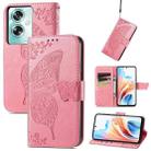 For OPPO A79 5G / A2 5G Butterfly Love Flower Embossed Leather Phone Case(Pink) - 1