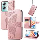 For OPPO A79 5G / A2 5G Butterfly Love Flower Embossed Leather Phone Case(Rose Gold) - 1