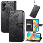 For OPPO A78 4G Butterfly Love Flower Embossed Leather Phone Case(Black) - 1