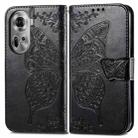 For OPPO Reno11 EU Butterfly Love Flower Embossed Leather Phone Case(Black) - 1