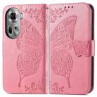 For OPPO Reno11 EU Butterfly Love Flower Embossed Leather Phone Case(Pink) - 1
