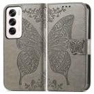 For OPPO Reno12 Pro Global Butterfly Love Flower Embossed Leather Phone Case(Grey) - 2