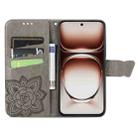 For OPPO Reno12 Pro Global Butterfly Love Flower Embossed Leather Phone Case(Grey) - 3