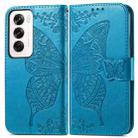 For OPPO Reno12 Pro Global Butterfly Love Flower Embossed Leather Phone Case(Blue) - 2