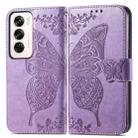 For OPPO Reno12 Pro Global Butterfly Love Flower Embossed Leather Phone Case(Light Purple) - 2