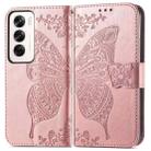 For OPPO Reno12 Pro Global Butterfly Love Flower Embossed Leather Phone Case(Rose Gold) - 2