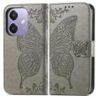 For  OPPO A3X Butterfly Love Flower Embossed Leather Phone Case(Grey) - 2