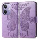 For  OPPO A3X Butterfly Love Flower Embossed Leather Phone Case(Light Purple) - 2