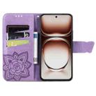 For  OPPO A3X Butterfly Love Flower Embossed Leather Phone Case(Light Purple) - 3