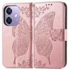 For  OPPO A3X Butterfly Love Flower Embossed Leather Phone Case(Rose Gold) - 2