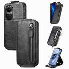 For OPPO Reno10 / 10 Pro Global Zipper Wallet Vertical Flip Leather Phone Case(Black) - 1