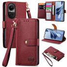 For OPPO Reno10 / 10 Pro Global Love Zipper Lanyard Leather Phone Case(Red) - 1