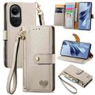 For OPPO Reno10 / 10 Pro Global Love Zipper Lanyard Leather Phone Case(White) - 1