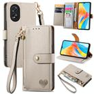 For OPPO A38 Love Zipper Lanyard Leather Phone Case(White) - 1