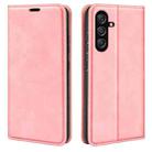 For For Samsung Galaxy M34 5G Retro-skin Magnetic Suction Leather Phone Case(Pink) - 1
