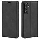 For Samsung Galaxy A55 Retro-skin Magnetic Suction Leather Phone Case(Black) - 1