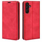 For Samsung Galaxy M15 5G Retro-skin Magnetic Suction Leather Phone Case(Red) - 1