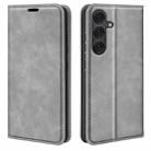 For Samsung Galaxy S25 5G Retro-skin Magnetic Suction Leather Phone Case(Grey) - 1