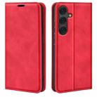 For Samsung Galaxy S25 5G Retro-skin Magnetic Suction Leather Phone Case(Red) - 1