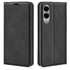 For Samsung Galaxy S25 Edge 5G Retro-skin Magnetic Suction Leather Phone Case(Black) - 1