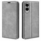 For Samsung Galaxy S25 Edge 5G Retro-skin Magnetic Suction Leather Phone Case(Grey) - 1