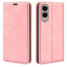 For Samsung Galaxy S25 Edge 5G Retro-skin Magnetic Suction Leather Phone Case(Pink) - 1