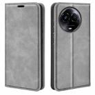 For Realme 11X Retro-skin Magnetic Suction Leather Phone Case(Grey) - 1