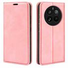 For Realme 12 Pro+ Retro-skin Magnetic Suction Leather Phone Case(Pink) - 1