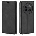 For Realme 12+ 5G Retro-skin Magnetic Suction Leather Phone Case(Black) - 1