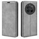 For Realme 12+ 5G Retro-skin Magnetic Suction Leather Phone Case(Grey) - 1