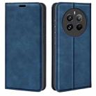 For Realme 12+ 5G Retro-skin Magnetic Suction Leather Phone Case(Dark Blue) - 1