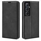 For Realme C65 4G Retro-skin Magnetic Suction Leather Phone Case(Black) - 1