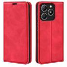 For Realme C63 Retro-skin Magnetic Suction Leather Phone Case(Red) - 1