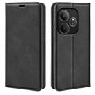 For Realme GT 6 5G Retro-skin Magnetic Suction Leather Phone Case(Black) - 1