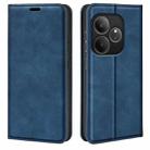 For Realme GT 6 5G Retro-skin Magnetic Suction Leather Phone Case(Dark Blue) - 1