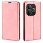 For Realme GT 6 5G Retro-skin Magnetic Suction Leather Phone Case(Pink) - 1