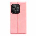 For Realme GT 6 5G Retro-skin Magnetic Suction Leather Phone Case(Pink) - 3