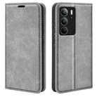 For Realme C75 Retro-skin Magnetic Suction Leather Phone Case(Grey) - 1