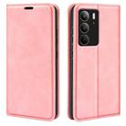 For Realme C75 Retro-skin Magnetic Suction Leather Phone Case(Pink) - 1