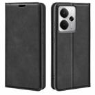 For Realme 14 5G Retro-skin Magnetic Suction Leather Phone Case(Black) - 1
