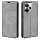 For Realme 14 5G Retro-skin Magnetic Suction Leather Phone Case(Grey) - 1