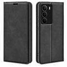 For Realme C71 4G Retro-skin Magnetic Suction Leather Phone Case(Black) - 1