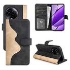 For Realme 11X Stitching Horizontal Flip Leather Phone Case(Black) - 1