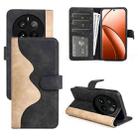 For Realme 12 Pro+ Stitching Horizontal Flip Leather Phone Case(Black) - 1