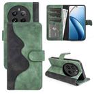 For Realme 12+ 5G Stitching Horizontal Flip Leather Phone Case(Green) - 1